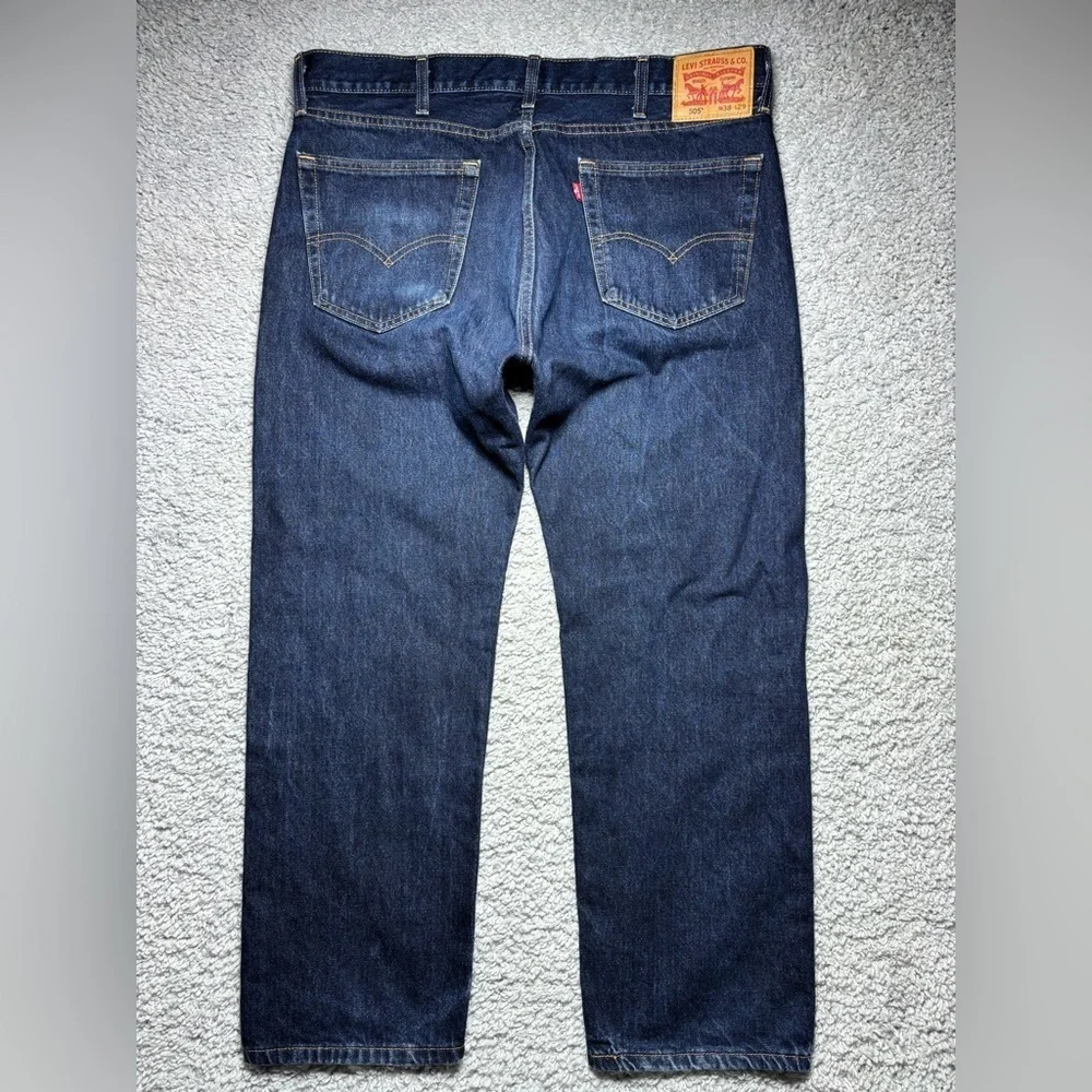 Levis Jeans Mens 38 x 29 505 Regular Fit Denim Dark Wash Everyday Baggy Street